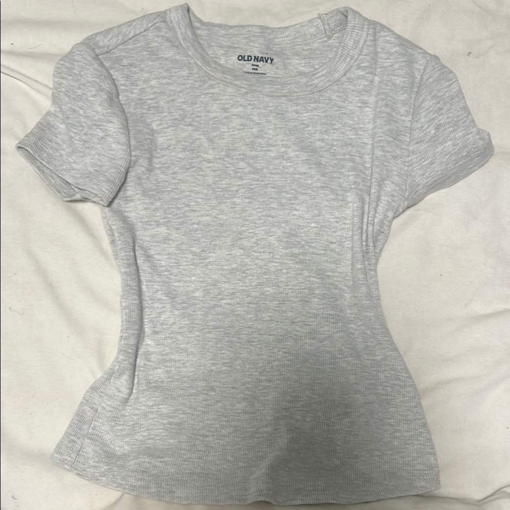 Old Navy Gray Fitted Short Sleeve T-Shirt